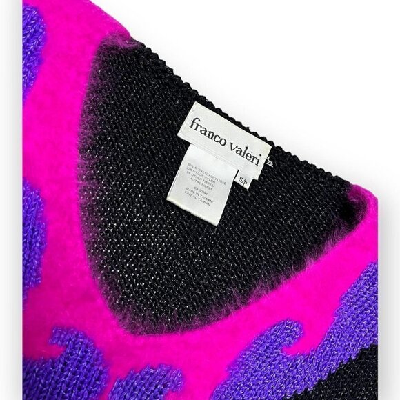 Vintage 90s Franco Valeri Luxury Designer Faux Mohair Knit Sweater Womens Small - Picture 2 of 4